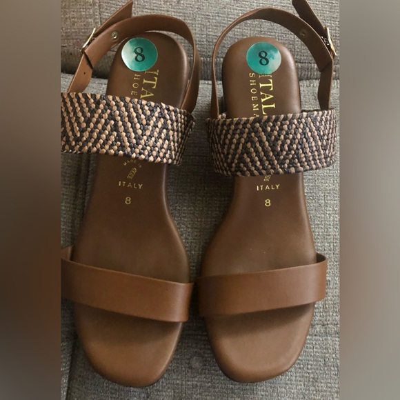 Italian Shoemakers Shoes - New Italian Shoemakers Sandal Womens Size 8 Woven Slingback Italy Block Heel